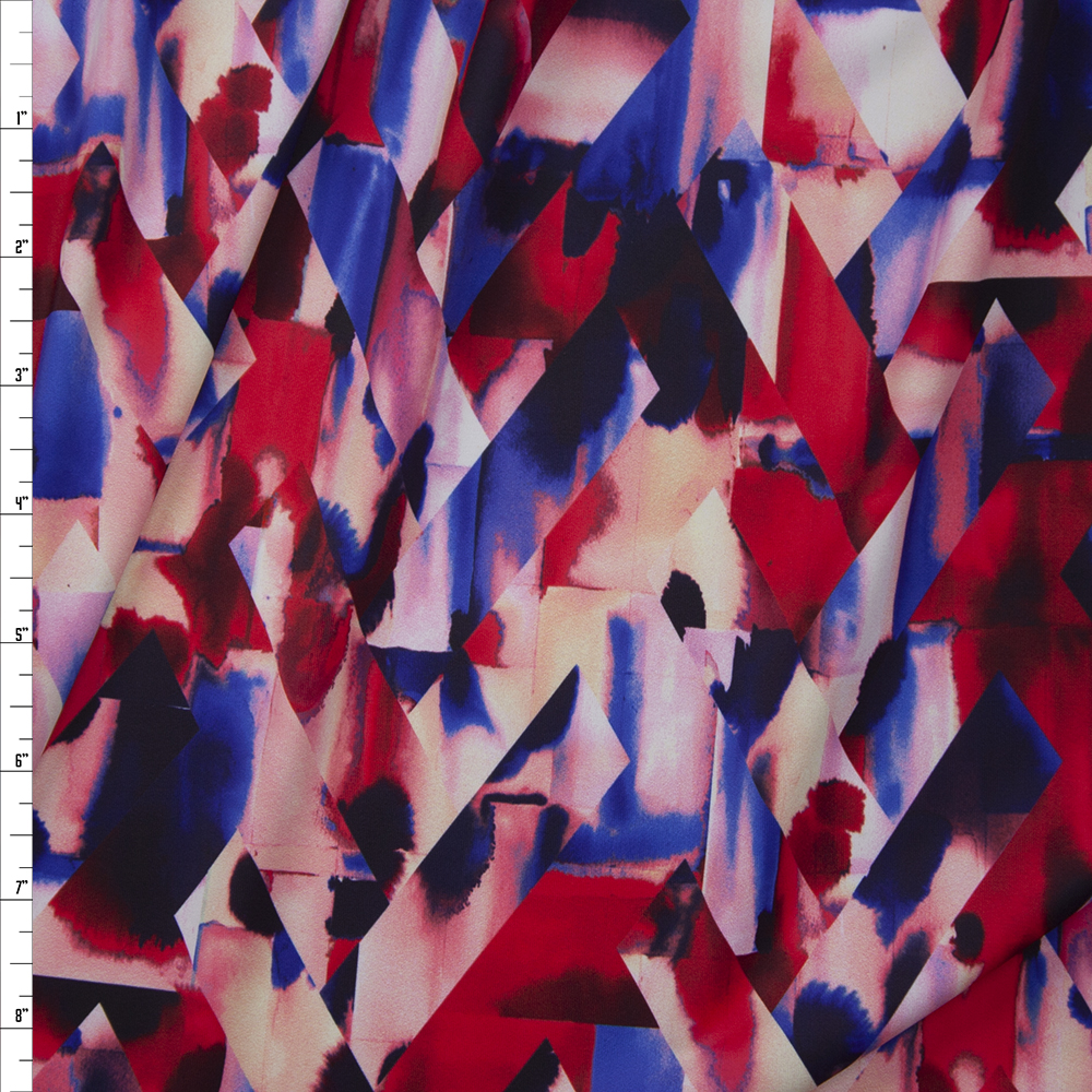 Red, Blue, and Pink Prismatic Chevron Nylon/Spandex Fabric By The Yard