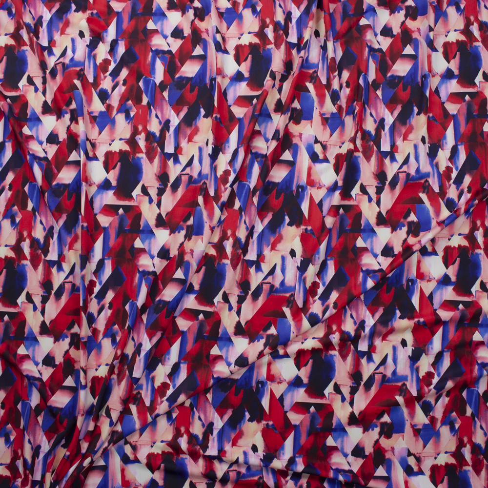 Red, Blue, and Pink Prismatic Chevron Nylon/Spandex Fabric By The Yard - Wide shot