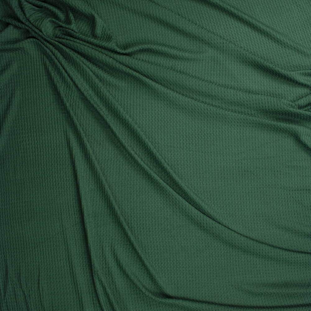 Emerald Green Soft Waffle Knit Fabric By The Yard - Wide shot