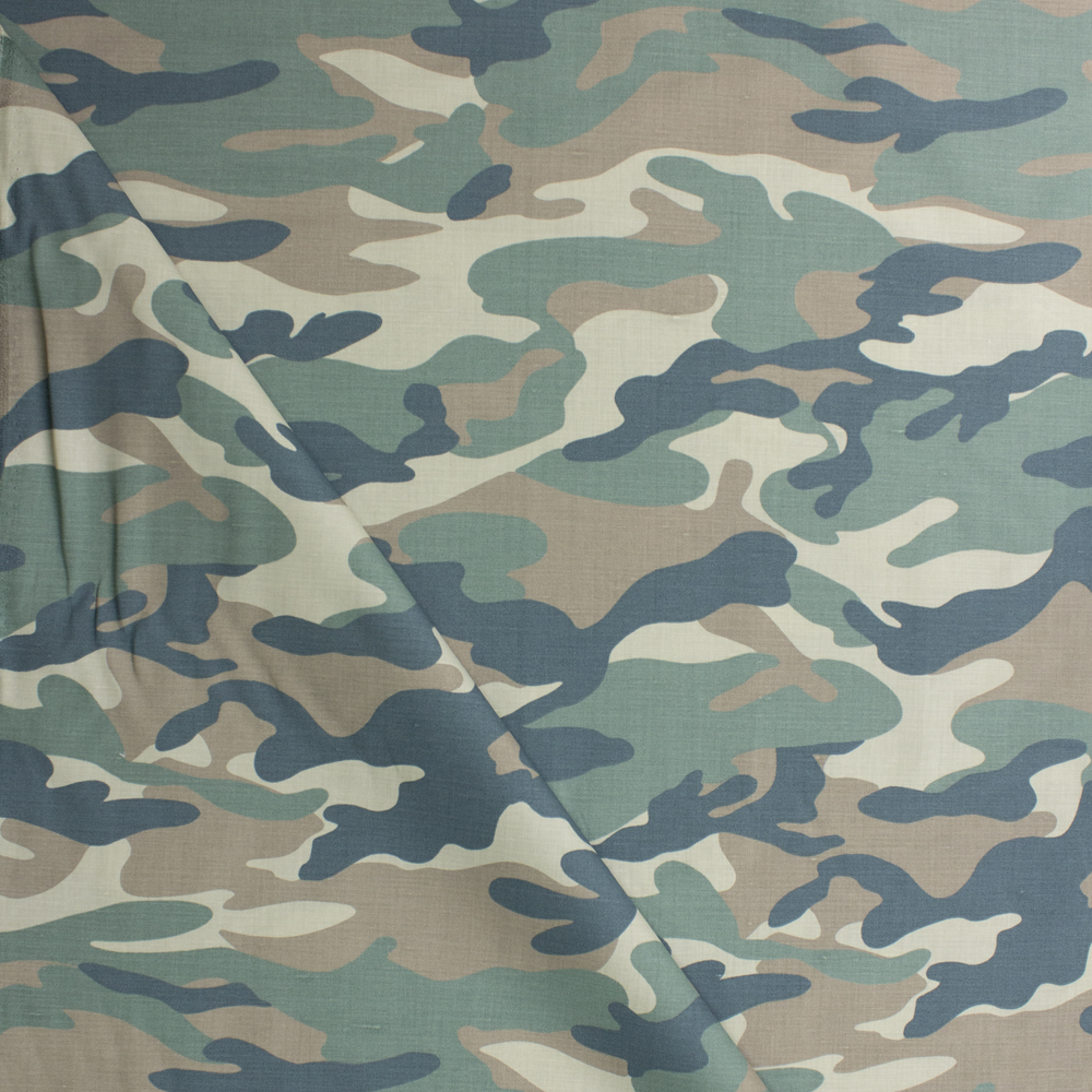 Faded Classic Camouflage Cotton Twill Fabric By The Yard - Wide shot