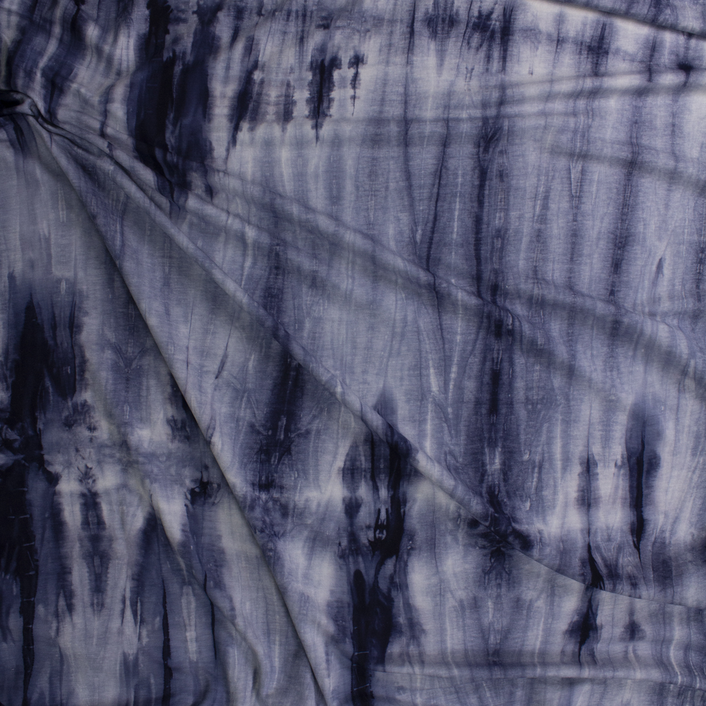 Navy and Light Blue Tie Dye Soft Sweatshirt Fleece Fabric By The Yard - Wide shot