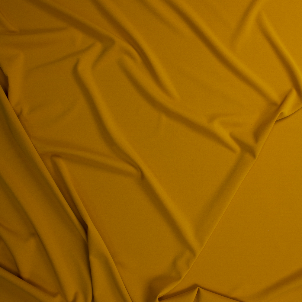 Mustard Stretch Crepe Knit Fabric By The Yard - Wide shot
