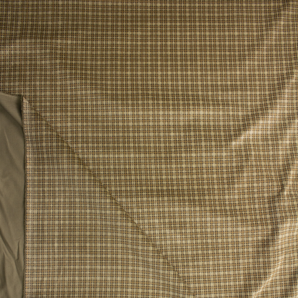 Tan and Caramel Plaid Midweight Corduroy Fabric By The Yard - Wide shot