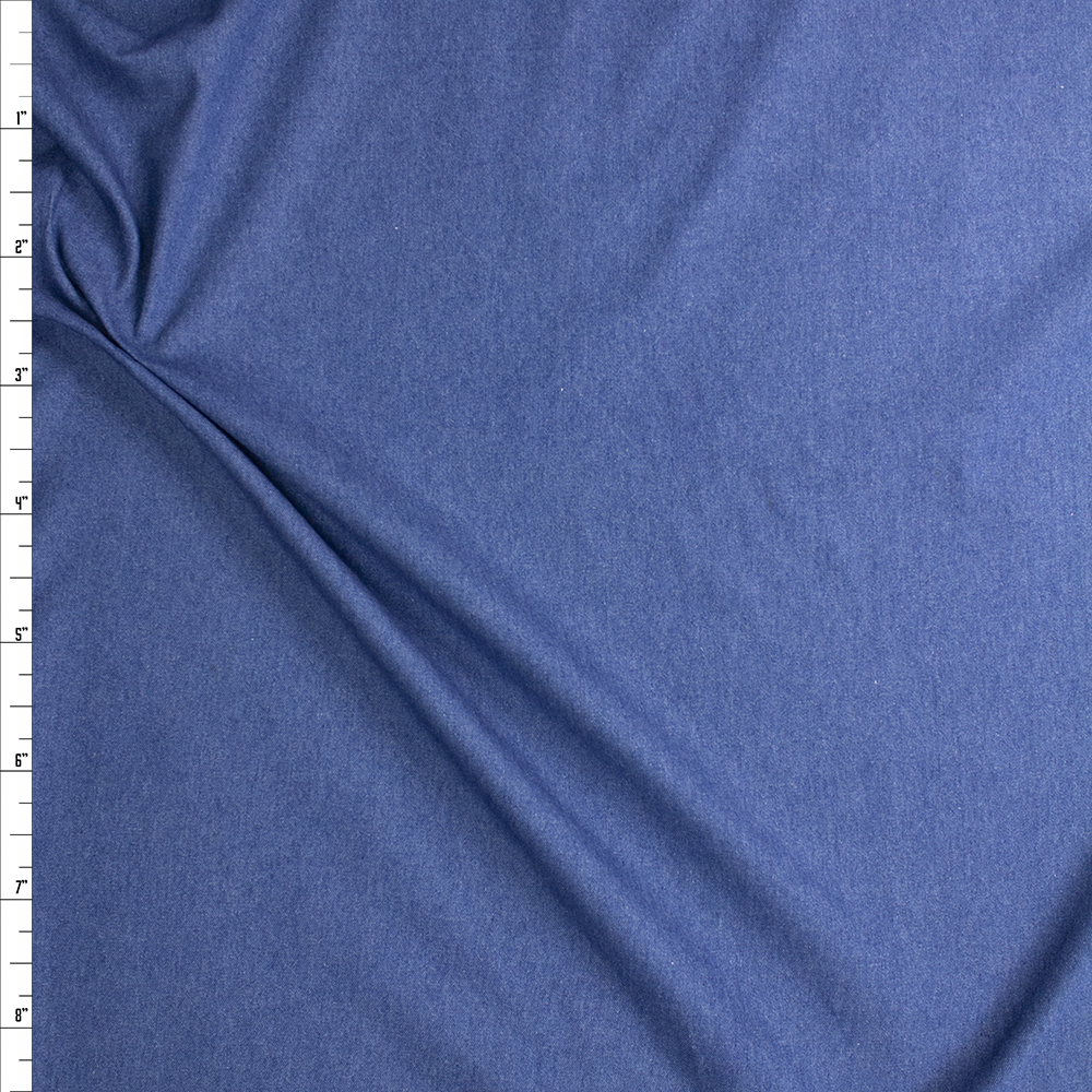 Medium Blue Washed Denim Fabric By The Yard