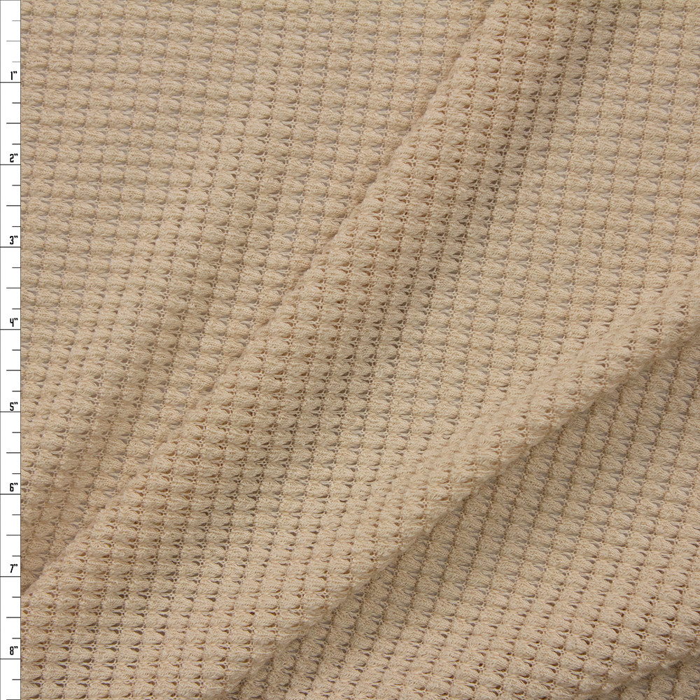 Cali Fabrics Tan Chunky Waffle Knit Fabric by the Yard