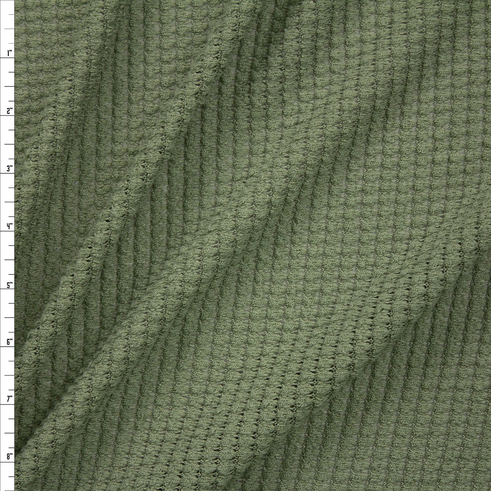 Cotton Waffle Knit - Sea Green - Thread Count Fabrics