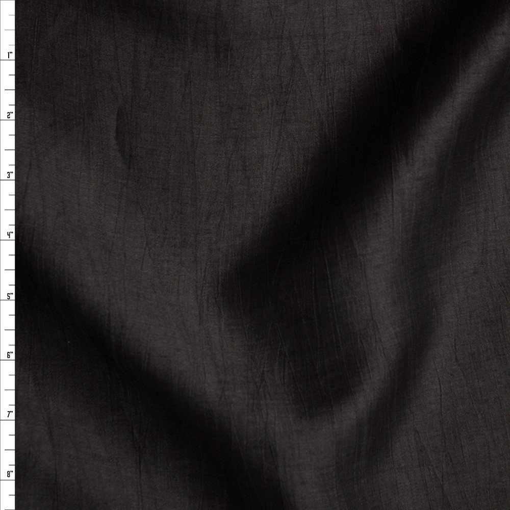 Cali Fabrics Black Crinkle Lightweight Designer Linen Blend Fabric by ...