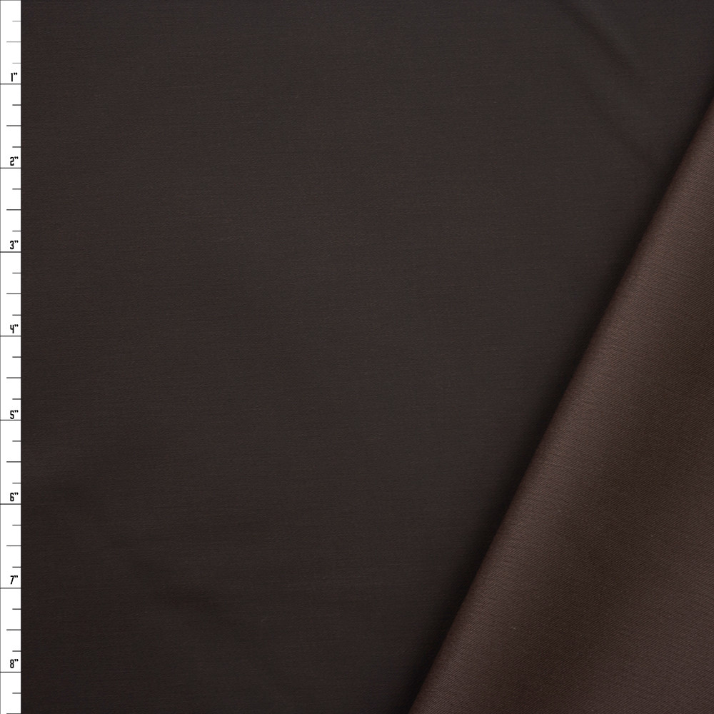 Cali Fabrics Dark Brown Waxed Stretch Cotton Twill Fabric by the Yard