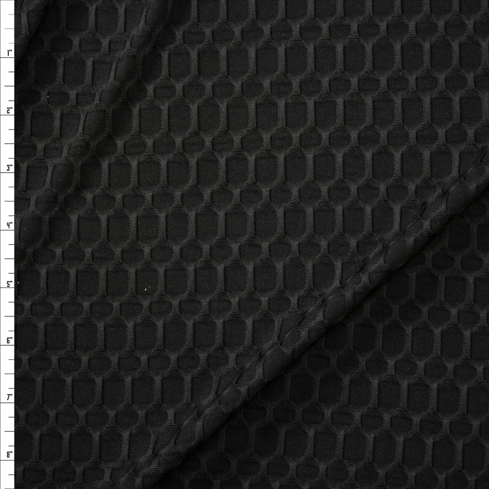 Cali Fabrics Black Textured Midweight Athletic Spandex Fabric