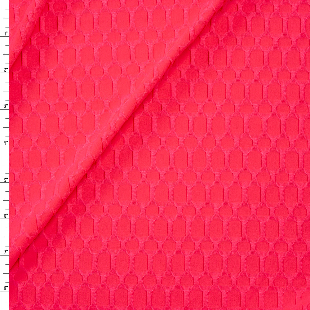 【HI FI FNK】Candy Striped Mesh Knit Cali Fabrics Neon Pink Honeycomb Textured Midweight Athletic