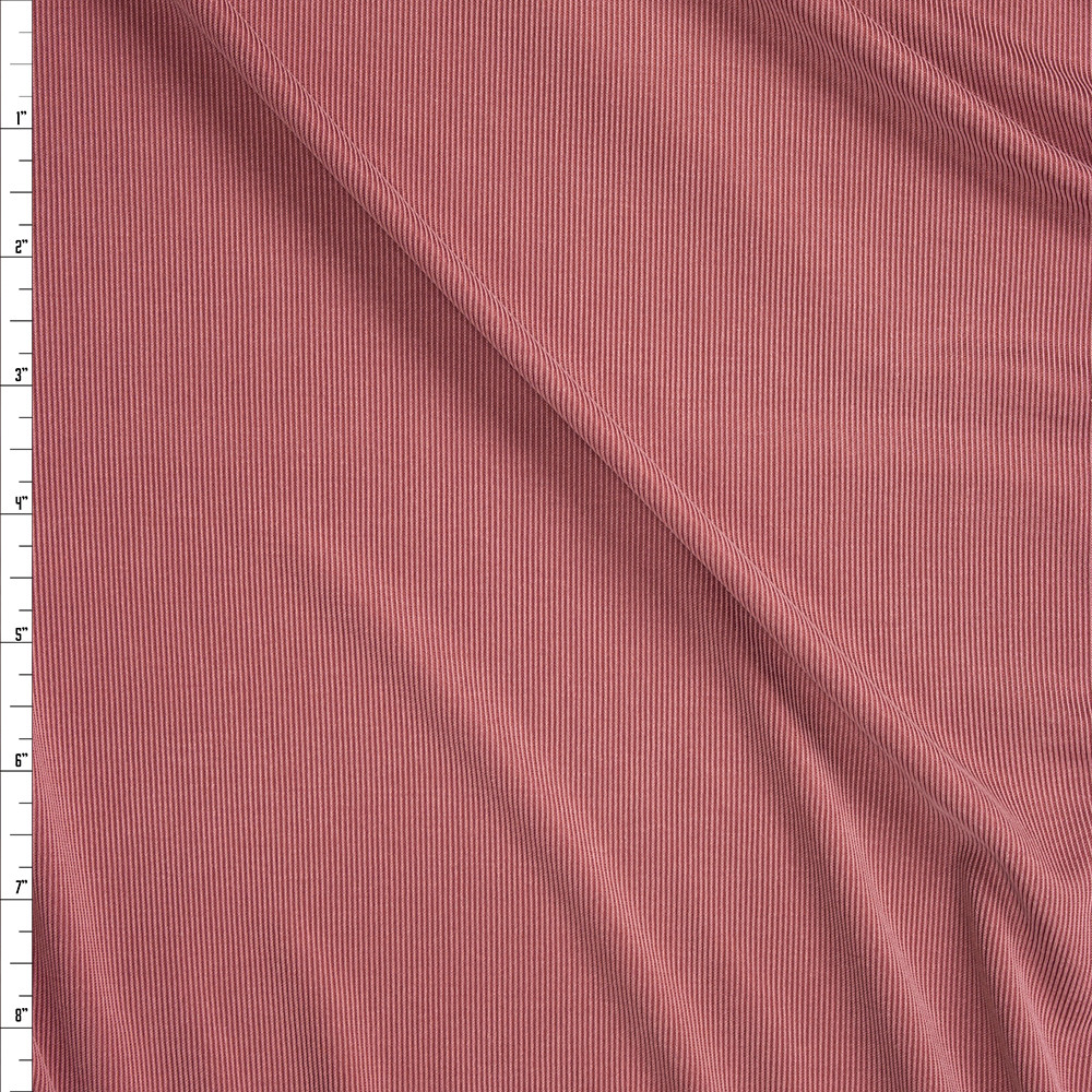 Fashion Fabrics Club Melon pink/denim Stripe Rib Knit Fabric by The Yard (97% Rayon 3% Lycra)