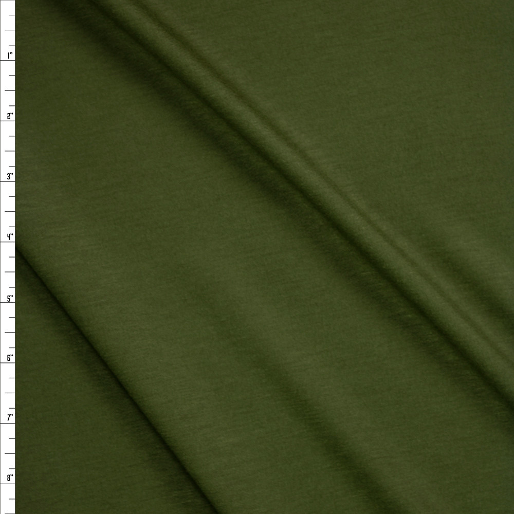 Cali Fabrics Olive Green Poly/Modal French Terry Fabric by the Yard