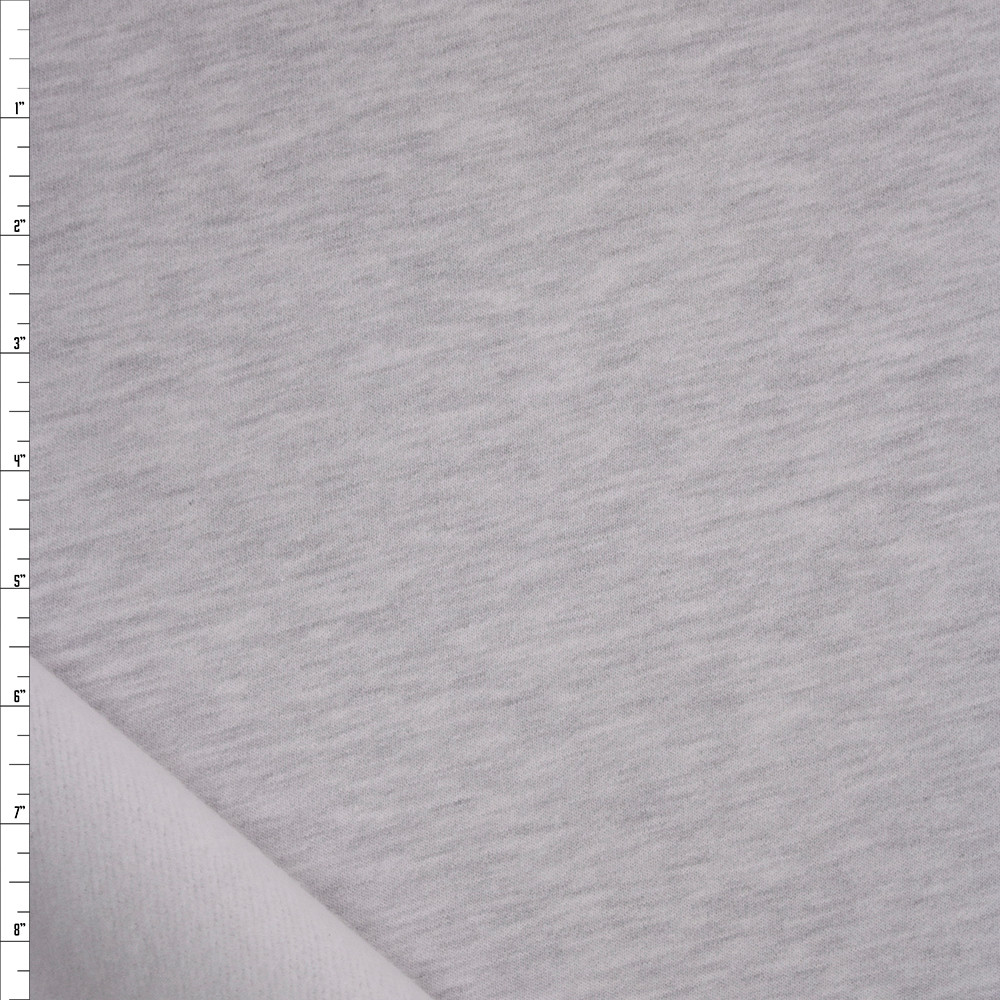 Cali Fabrics Pale Grey Heavy Cotton Sweatshirt Fleece Fabric by the Yard