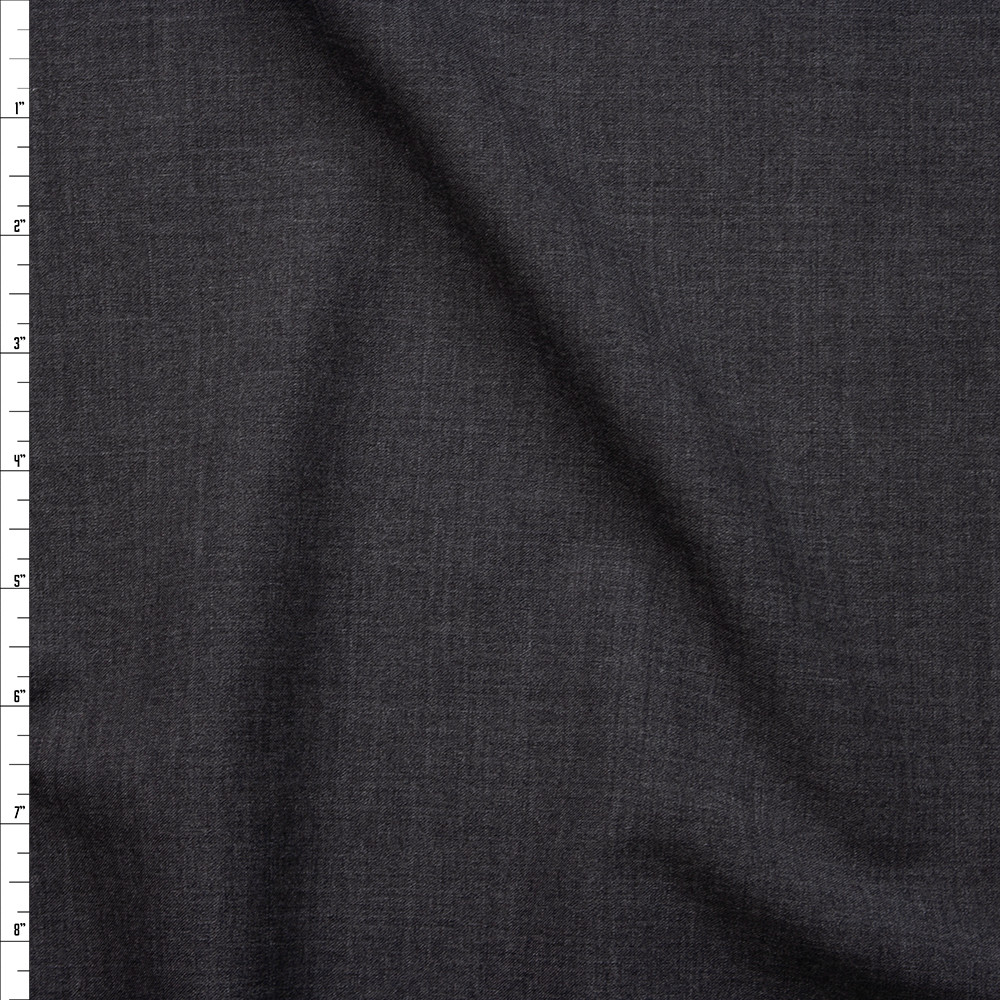 Cali Fabrics Black Crisp Midweight Poly/Wool Suiting Fabric by the