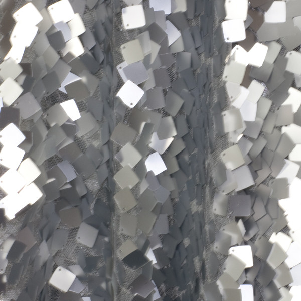 Cali Fabrics | Silver Dangling Square Sequin Fabric