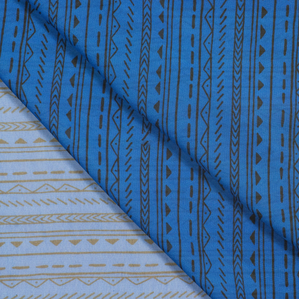 Cali Fabrics | Royal Blue Hand Drawn Tribal Stripe Chiffon