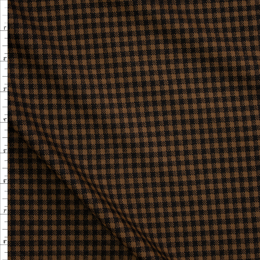 Cali Fabrics Brown and Black Gingham Designer Double Knit