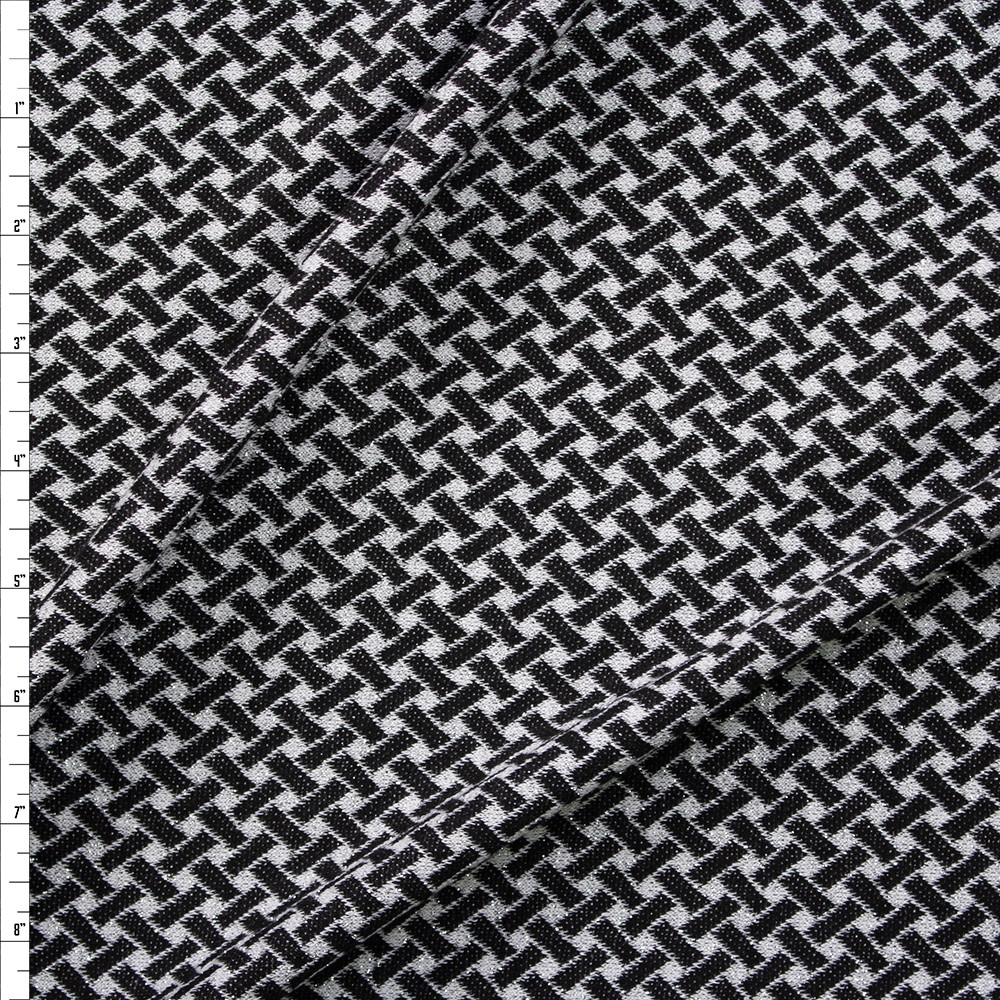 Cali Fabrics Black, Grey, and Metallic Silver Diagonal Basket Weave ...