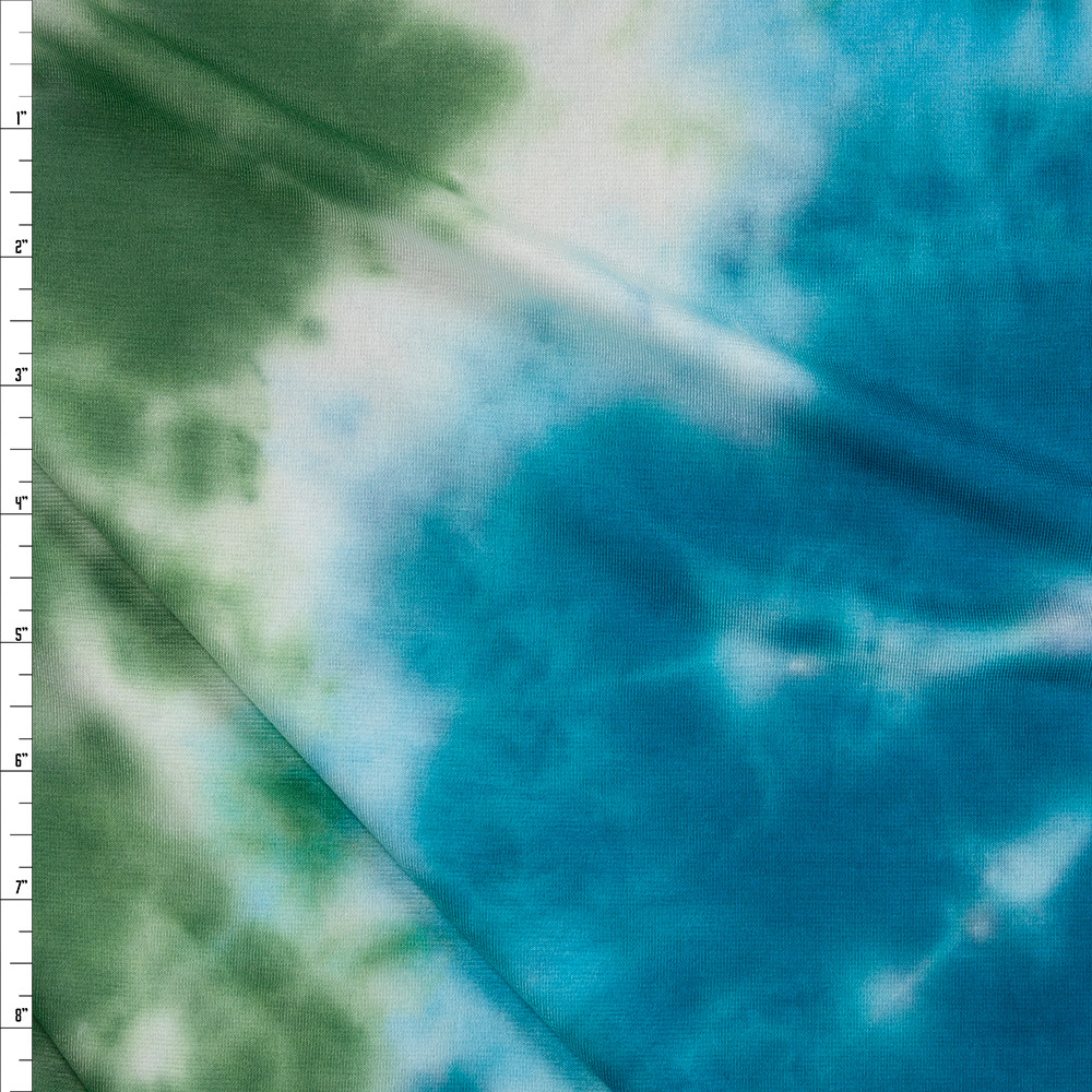 Cali Fabrics Teal, Olive, and Ivory Tie Dye Fabric by the Yard