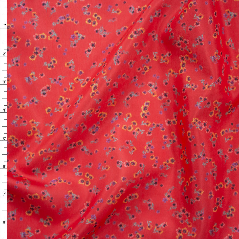 Cali Fabrics Red, Green, and Yellow Mini Floral Cotton/Silk Voile ...