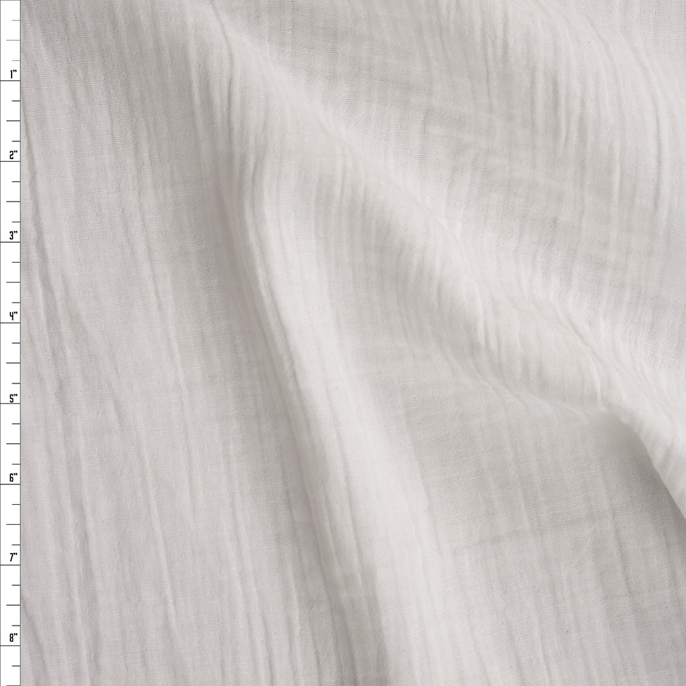 Cali Fabrics Warm White Cotton Double Gauze Fabric by the Yard