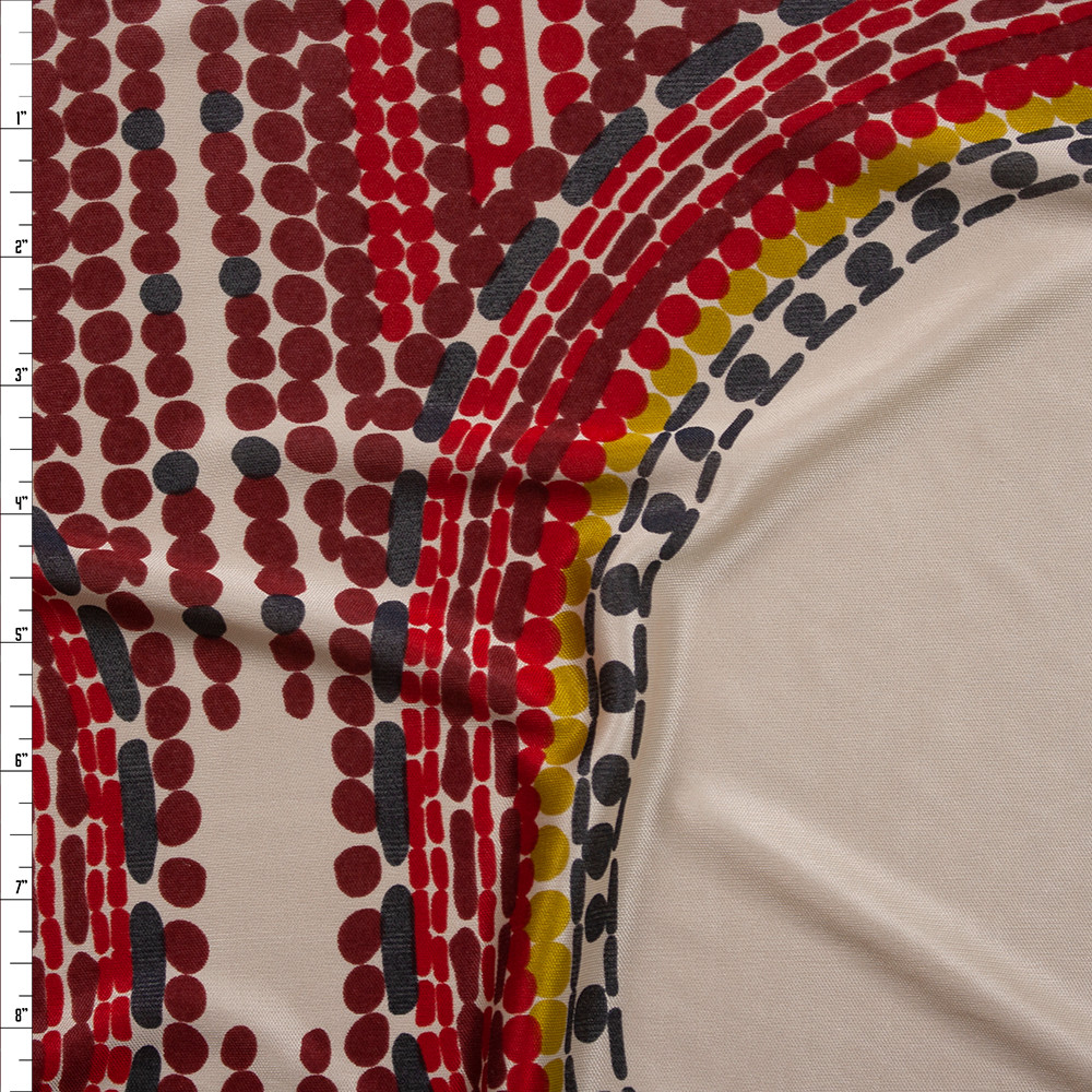 Cali Fabrics Burgundy, Red, Grey, and Lime Abstract Geometric Designer