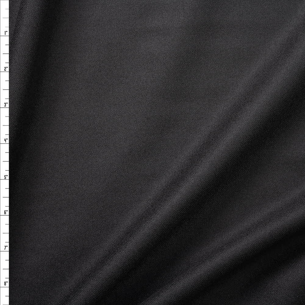 Cali Fabrics Black Midweight Wool Twill #24548 Fabric by the Yard