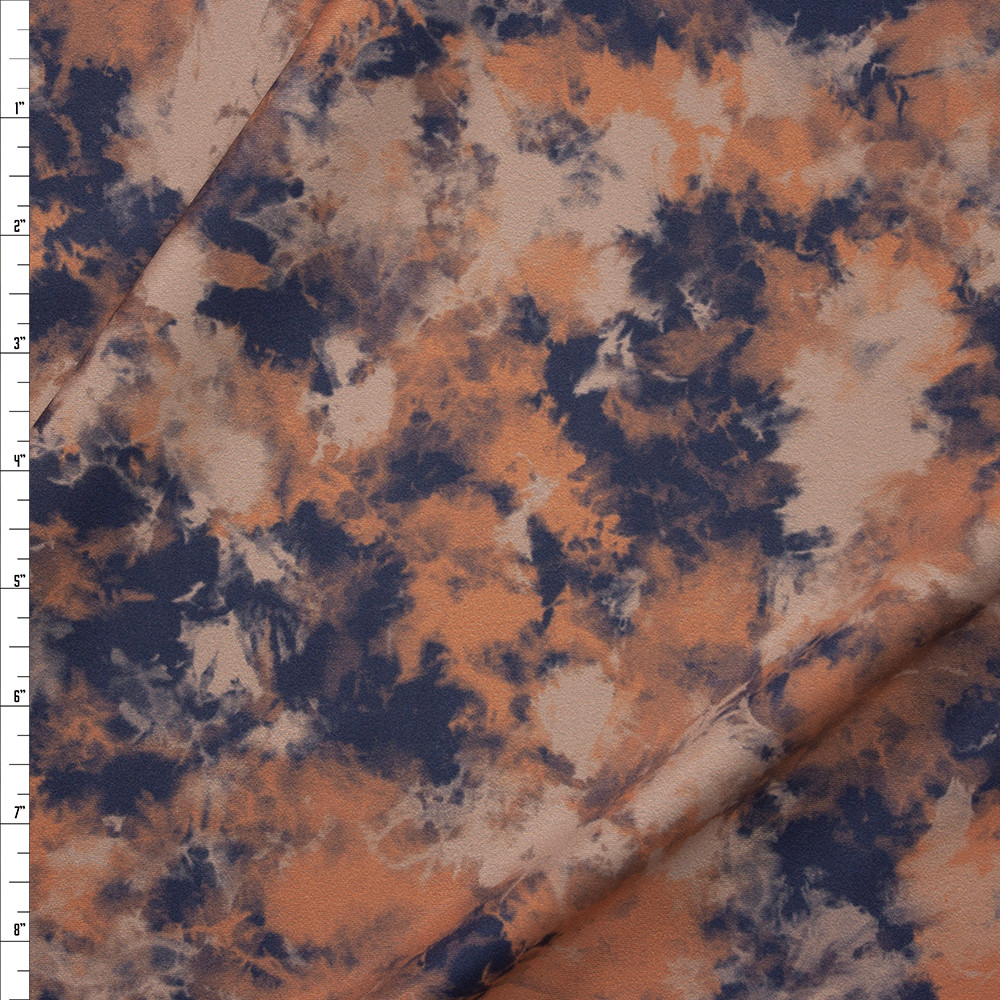 Cali Fabrics Tan and Charcoal Tie Dye Print Stretch Athletic Knit Fabric by the Yard
