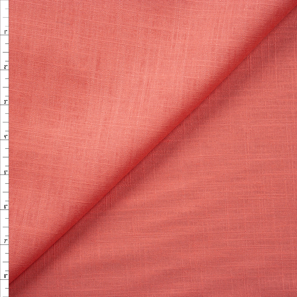 Cali Fabrics Soft Coral Linen Look #25577 Fabric by the Yard