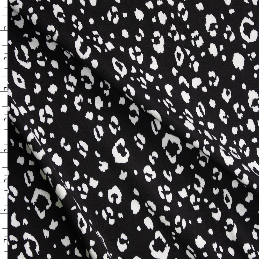 Cali Fabrics Black and White Cheetah Print Double Brushed Poly by Mook