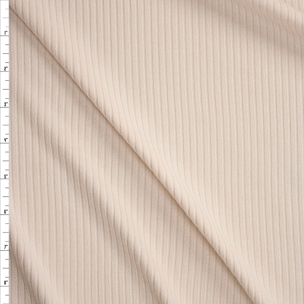 Cali Fabrics Ivory Soft Midweight Designer Rib Fabric by the Yard