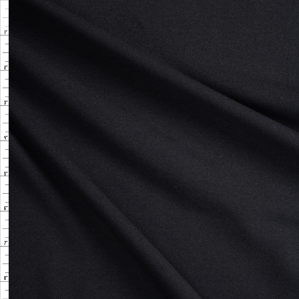 Cali Fabrics Black Midweight Ribbing #25799 Fabric by the Yard