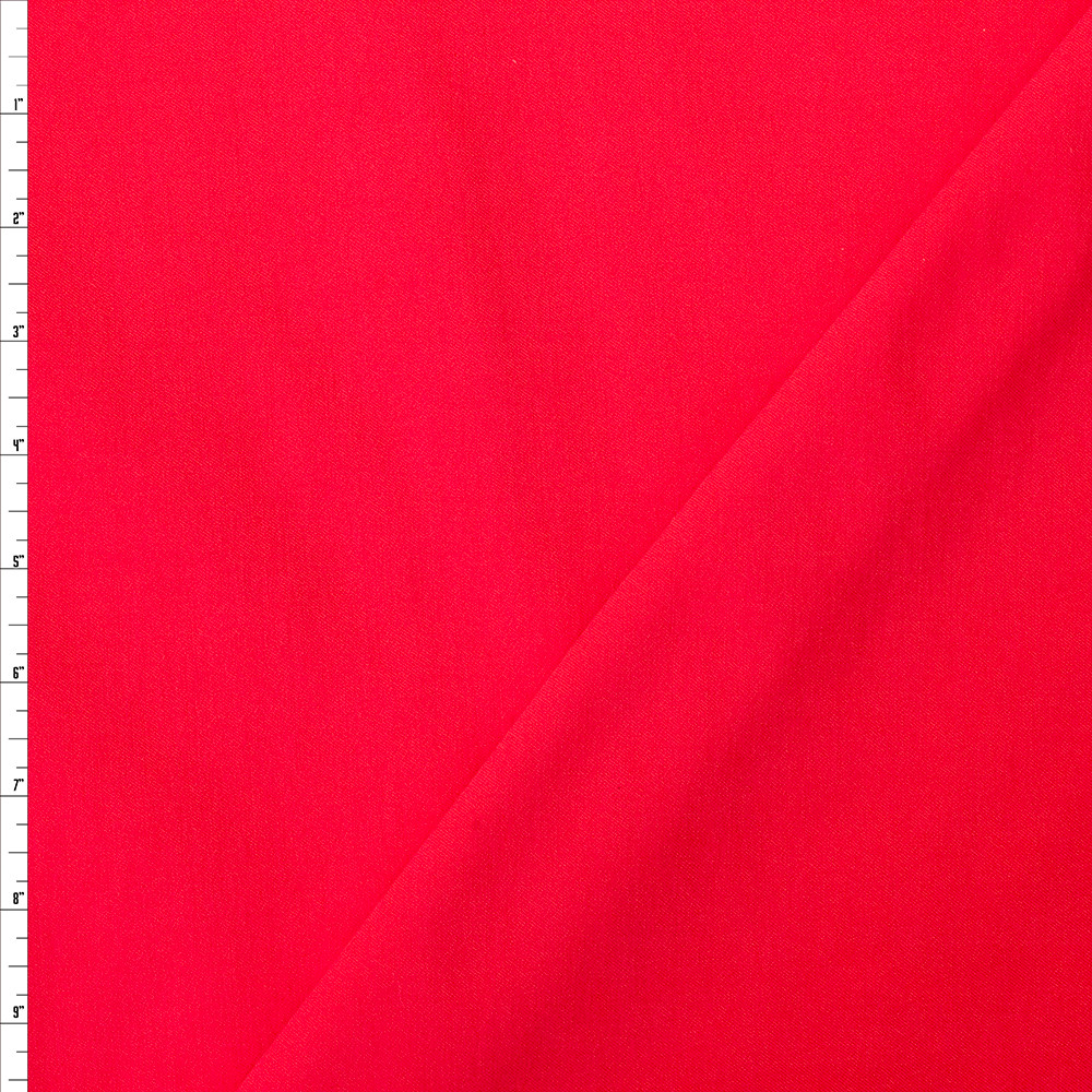 Cali Fabrics Red Designer Viscose Nylon Stretch Twill Fabric by the Yard
