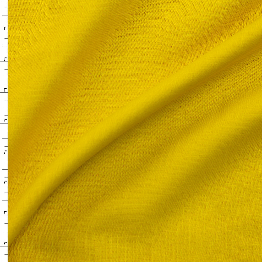 Cali Fabrics Mustard Yellow Linen Fabric by the Yard