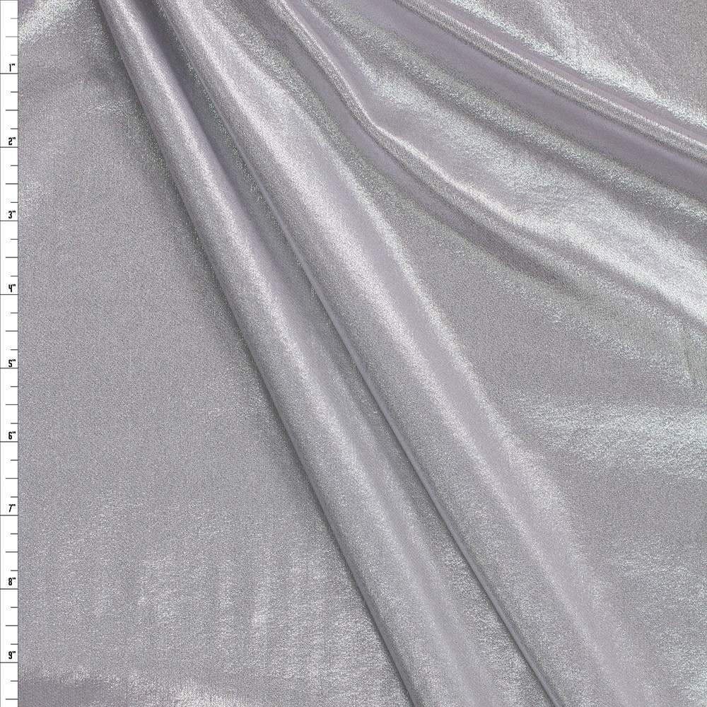 Silver White Colour Plain Shimmer Fabric