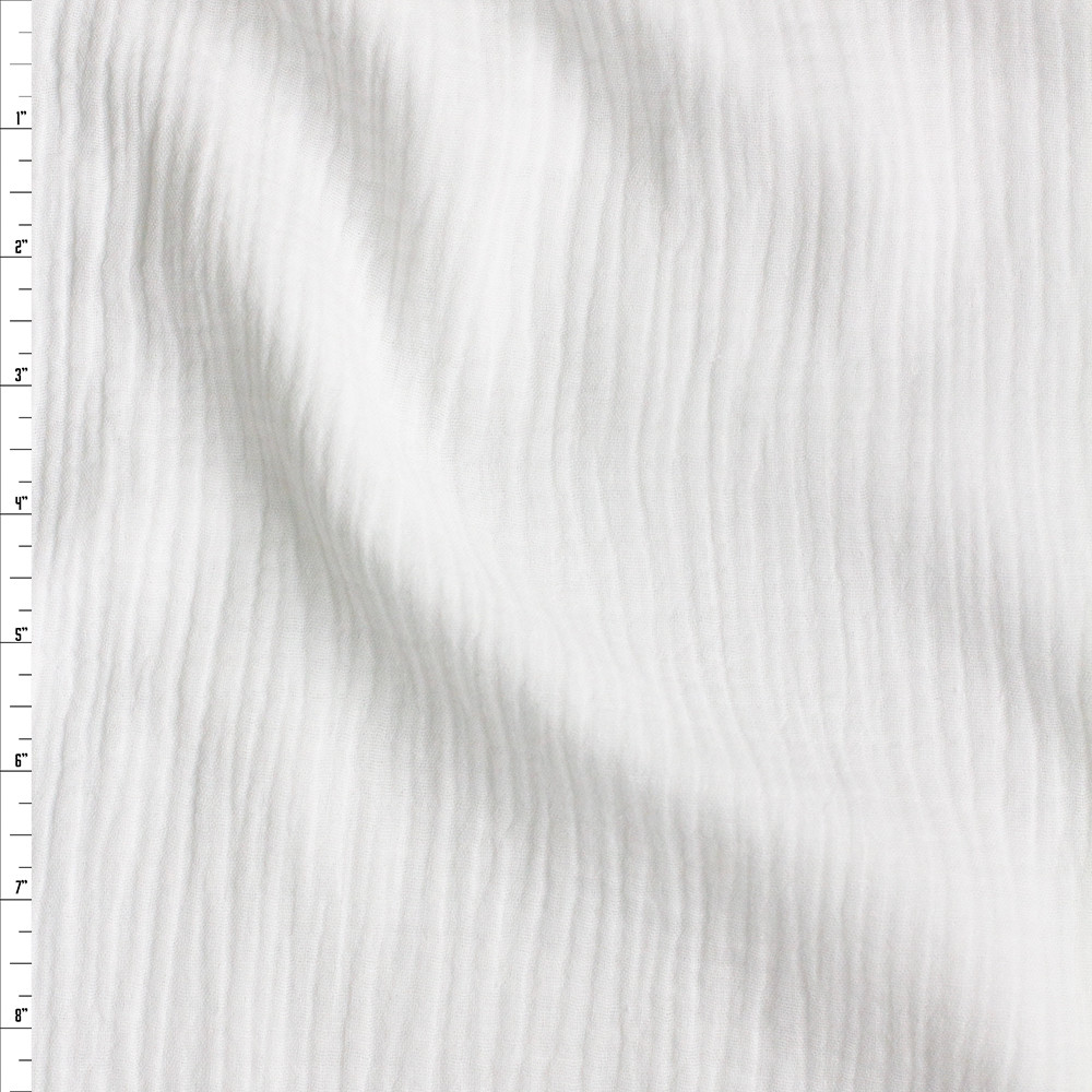 Mediterranean Slub Cotton Gauze Fabric - White 50/51 By The Yard