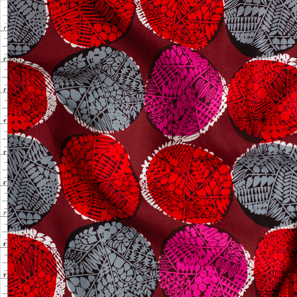 Cali Fabrics Red Grey Safari Rayon Challis from Cotton + Steel Fabric