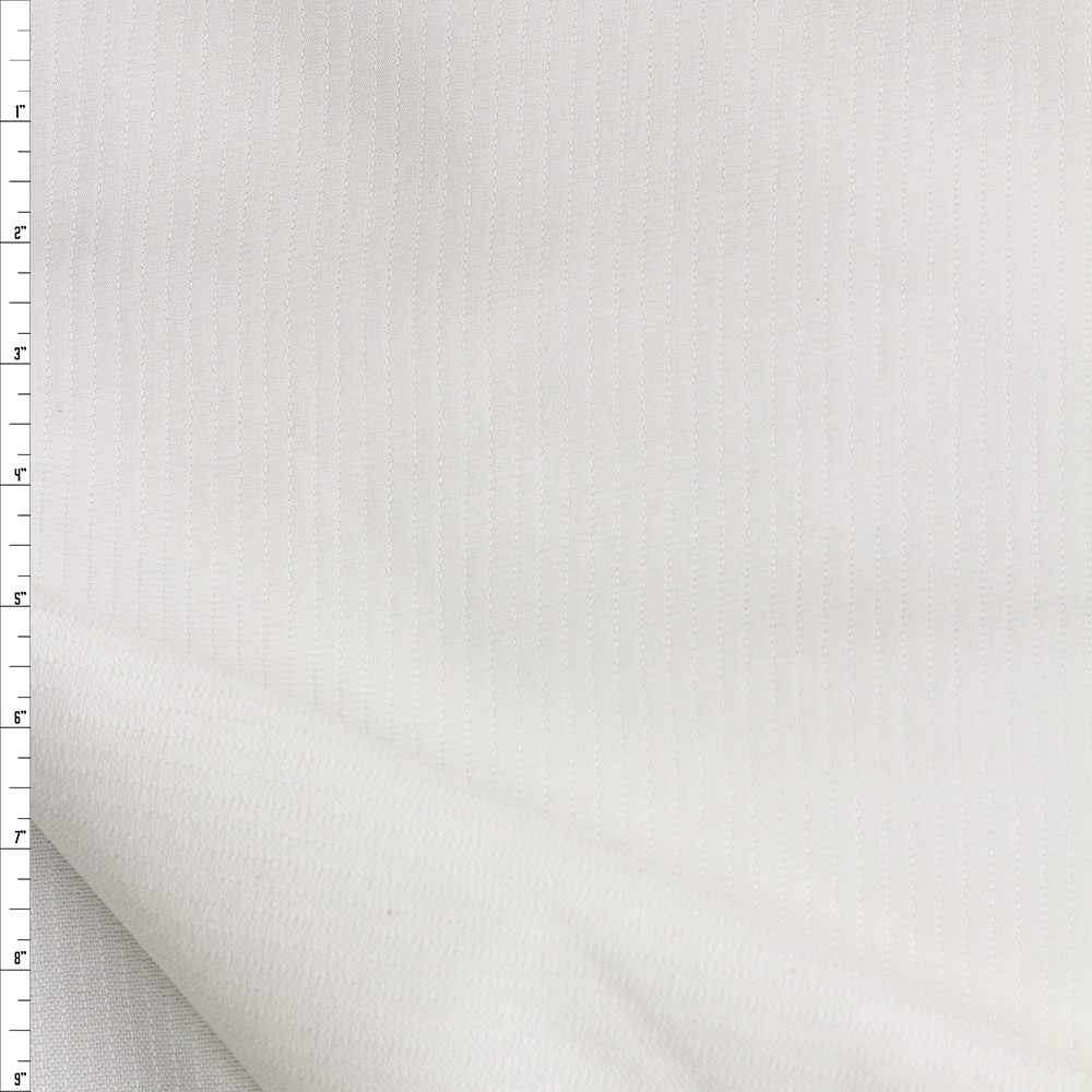 Cali Fabrics White Vertical Stitch Stripe Double Layered Cotton