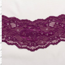 Plum 4” Designer Floral Stretch Lace V-Panel from ‘Hanky Panky’ Fabric By The Yard