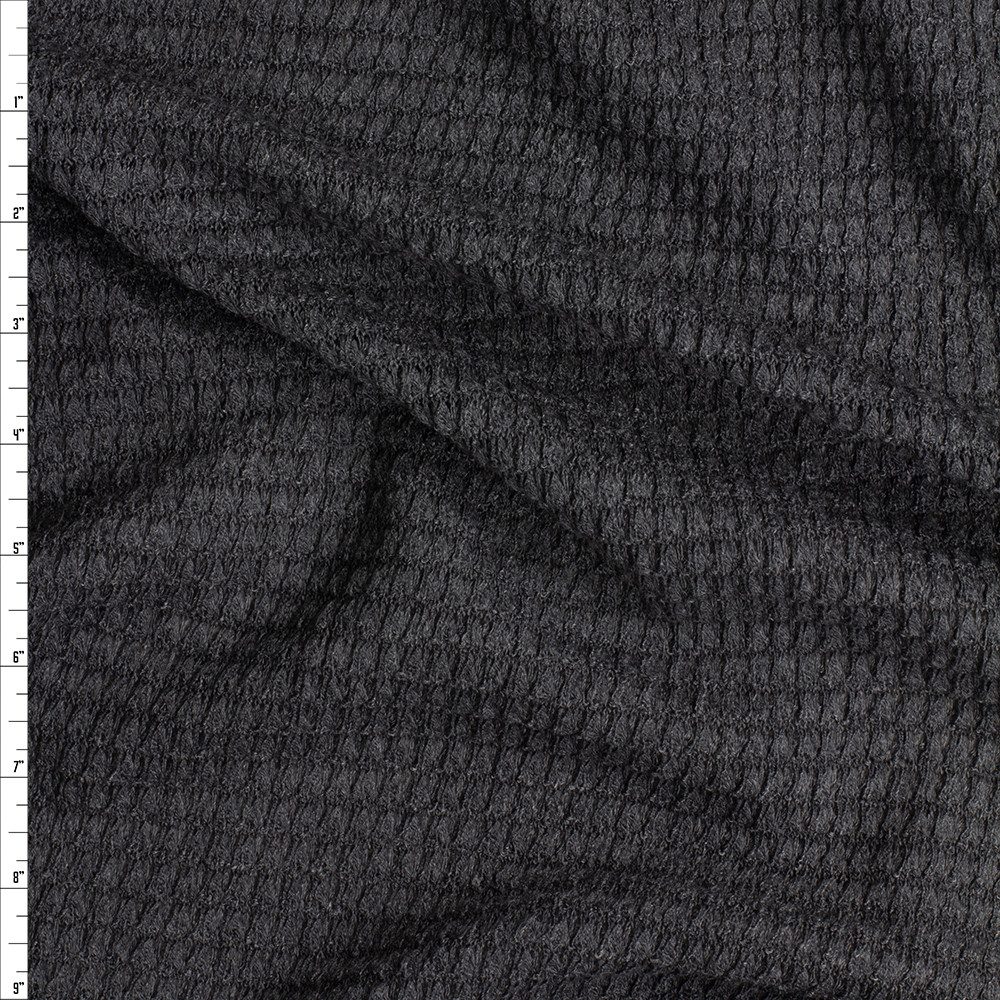 Cali Fabrics Charcoal Heather Chunky Waffle Fabric by the Yard