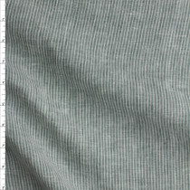 Offwhite Pinstripes on Sage Chambray Irish Linen Fabric By The Yard