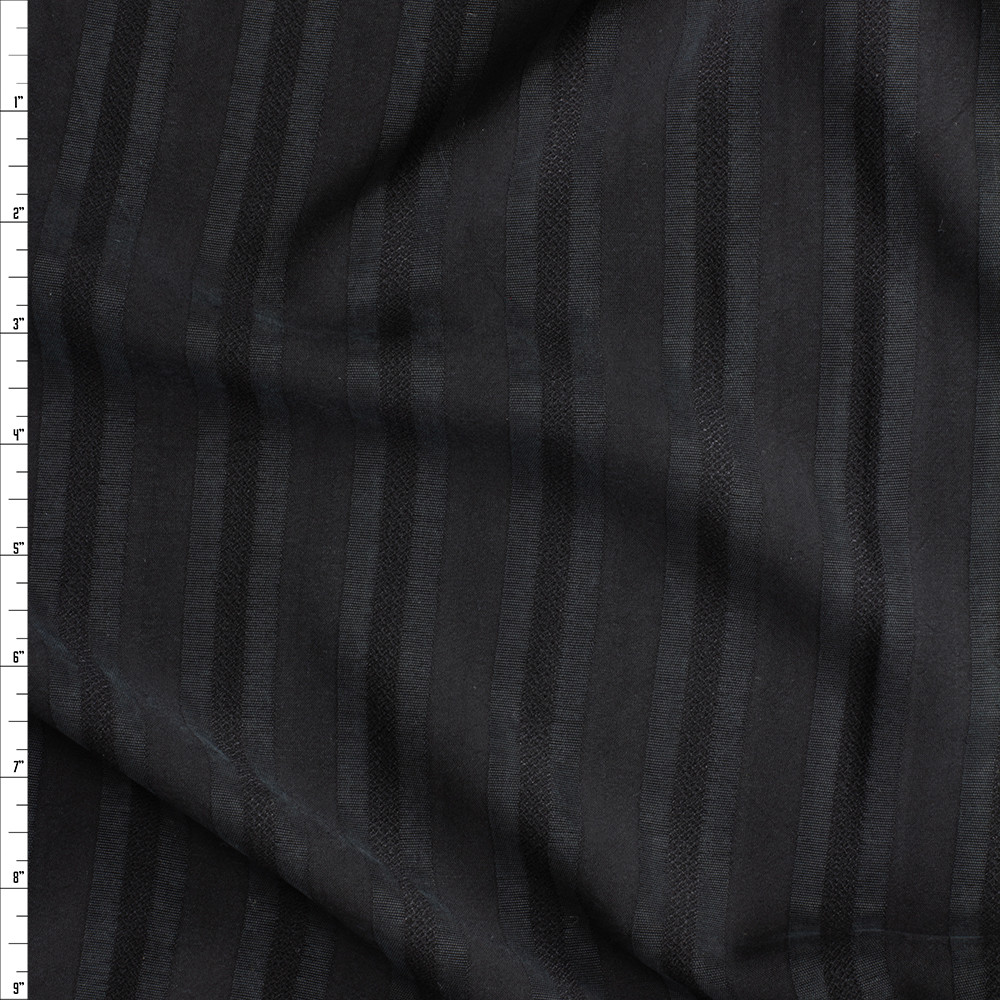 Cali Fabrics Black on Black Vertical Stripe Cupro Suiting Fabric by the ...