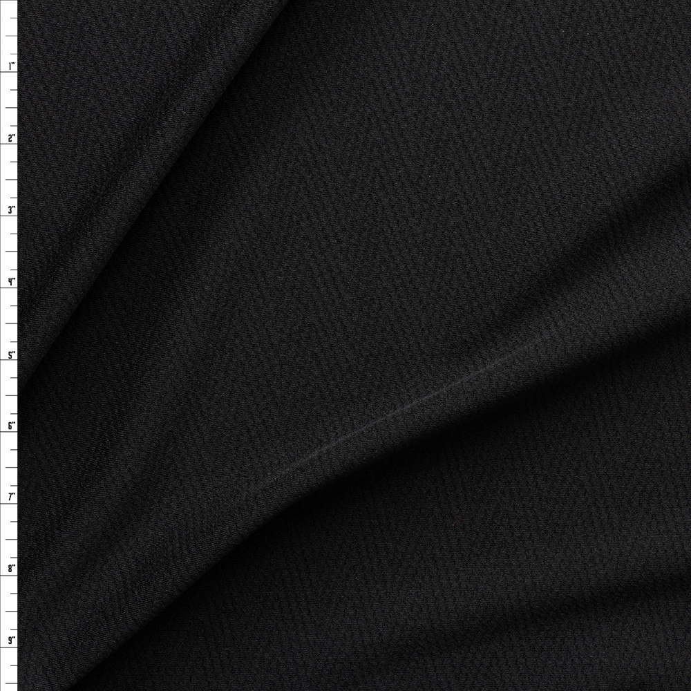 Cali Fabrics Black Herringbone Texture Liverpool Knit Fabric by the Yard