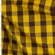 Yellow And Brown Plaid Cotton Shirting #27431 Fabric By The Yard