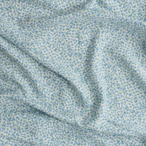 Blue And Green Floral On White Rayon Challis #27681 Fabric By The Yard