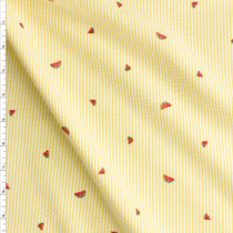 Watermelons On Yellow And White Stripe Coast Seersucker From Robert Kaufman Fabric By The Yard