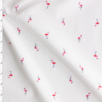 Flamingos On White Coast Seersucker From Robert Kaufman Fabric By The Yard