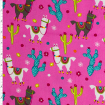 Tossed Llama Cotton Novelty Print #27729 Fabric By The Yard