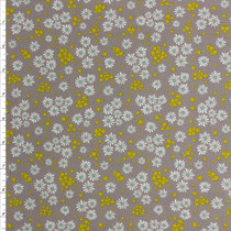 Grey Retro Daisies Cotton Novelty Print #27737 Fabric By The Yard