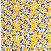 Orange Retro Flora Cotton Novelty Print #27739 Fabric By The Yard